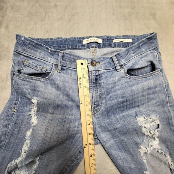 Guess Jeans Womens 31 Light Wash Power Curvy Mid Distressed Ripped Skinny Denim - Picture 8 of 11